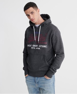 Superdry Sweat Ing Shop Tri Férfi Kapucnis Pulóver Fekete | WHPVK3925